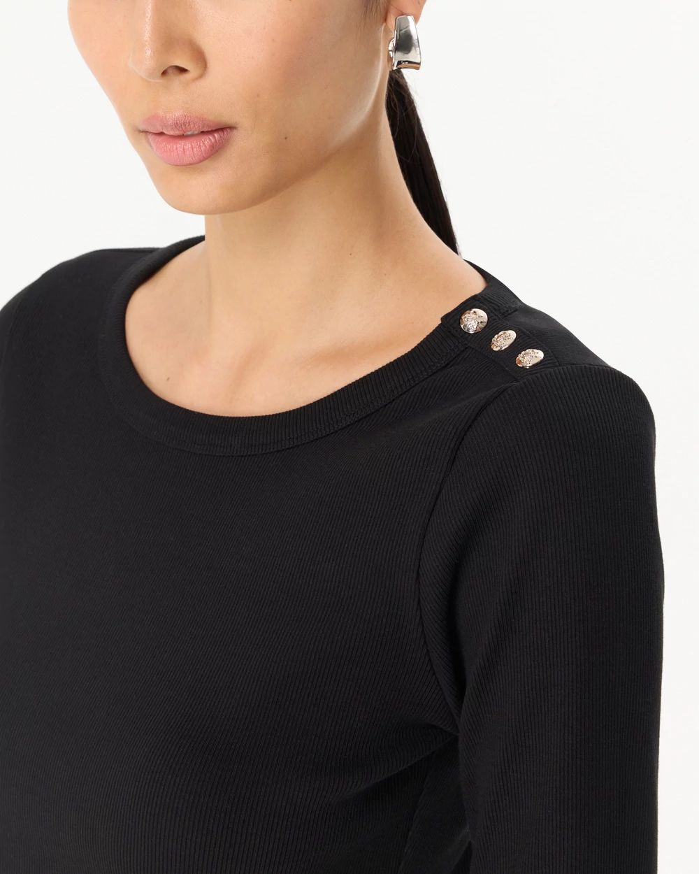 Ribbed Long Sleeve Top | White House Black Market